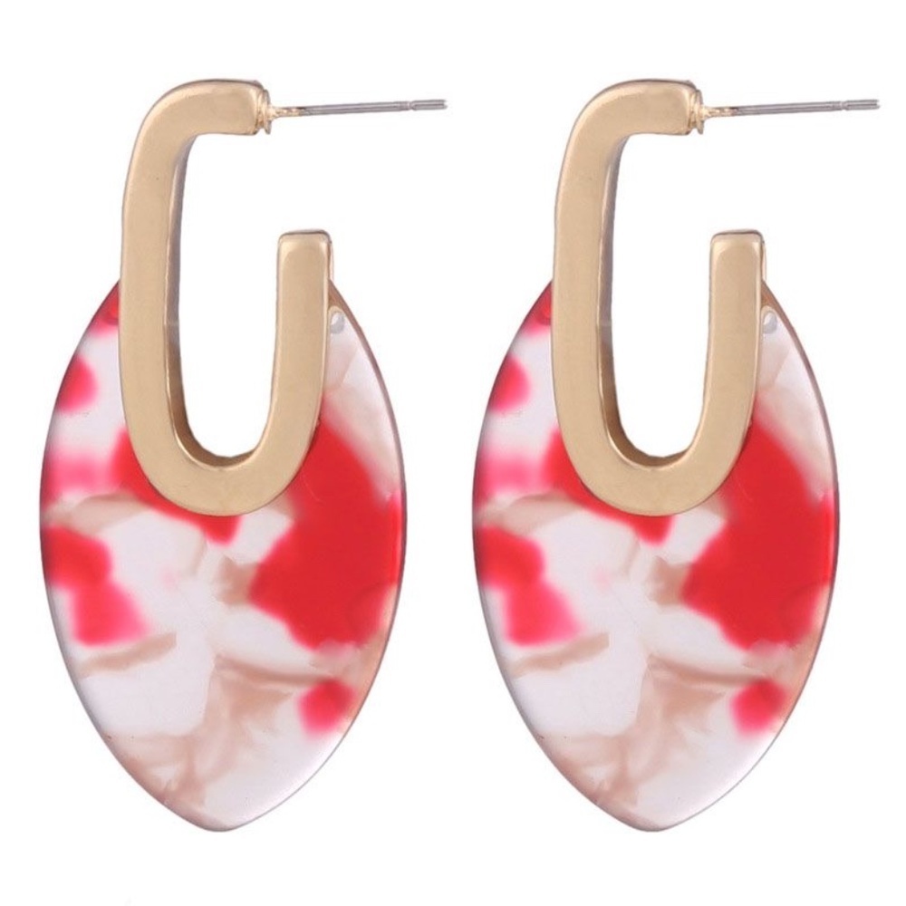 *Adria* Red X White Fashion Acrylic Earrings